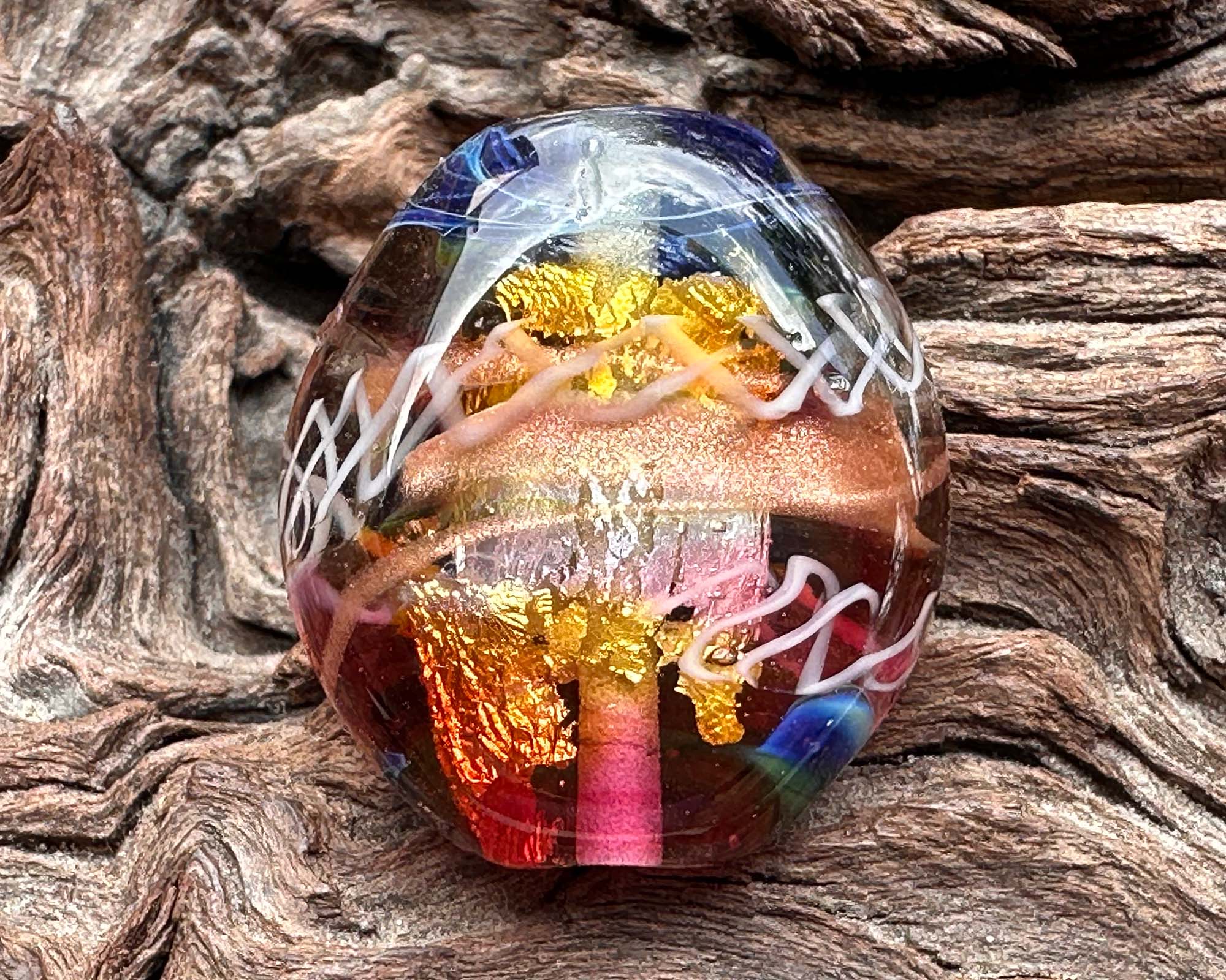 Handmade Blue Fire Flame Lampwork Glass Focal Bead - Unique Artisan Jewelry Making Supply for Necklaces, Bracelets & DIY Crafts