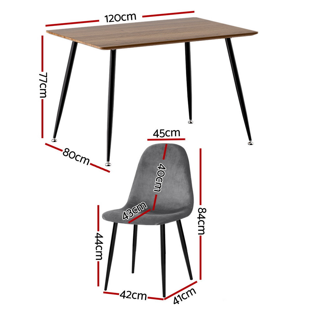 Artiss 5-Piece Grey Metal Dining Table Set with 4 Chairs - Modern Kitchen & Dining Room Furniture for Small Spaces & Apartments