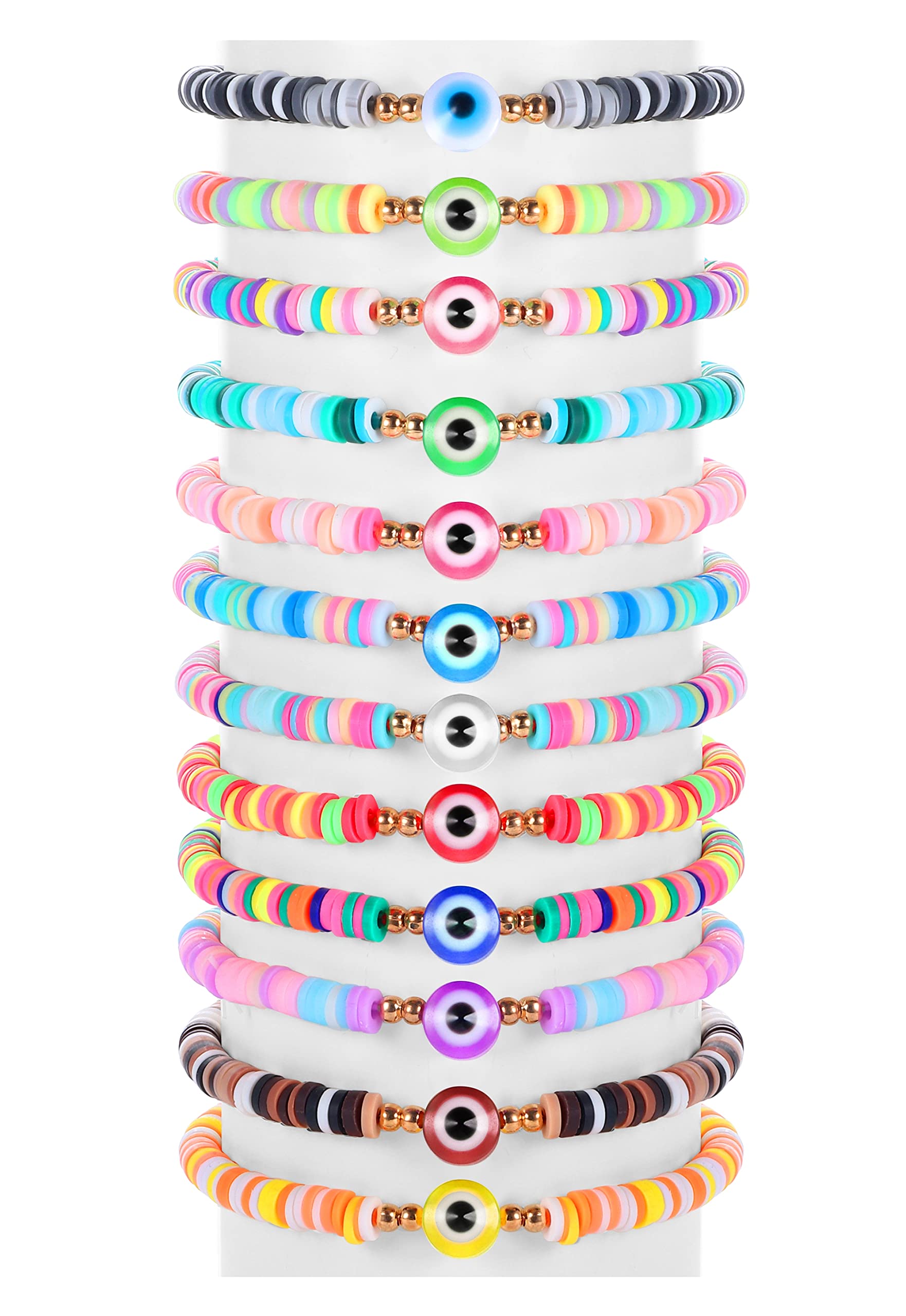 12 Pcs Adjustable Evil Eye Bracelets for Women - Boho Chic Beaded Bracelet Set for Protection & Good Luck - Perfect for Layering, Stacking & Everyday Wear