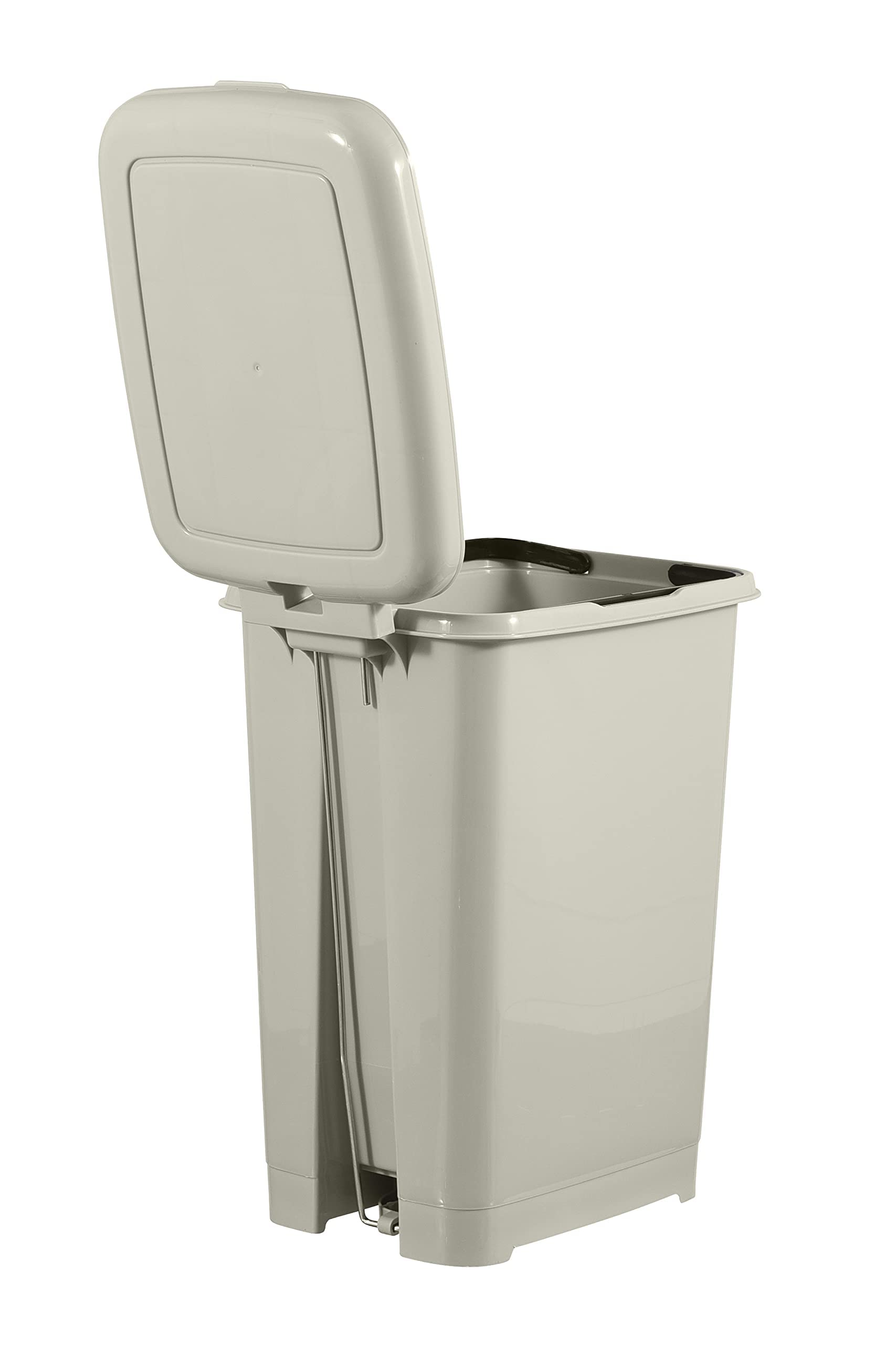 Superio 6.5 Gallon Slim Step-On Trash Can with Lid - Greige - Foot Pedal Garbage Bin for Kitchen, Bathroom, Office, Bedroom, Dorm & Patio - Perfect for Small Spaces & Waste Disposal Needs