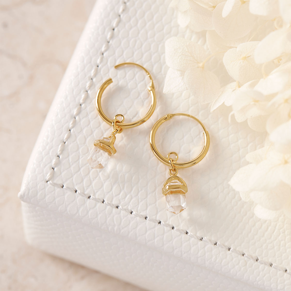 Empress Crystal Sleepers Gold - Elegant Crystal Stud Earrings for Women, Hypoallergenic & Comfortable, Perfect for Parties, Weddings & Daily Wear