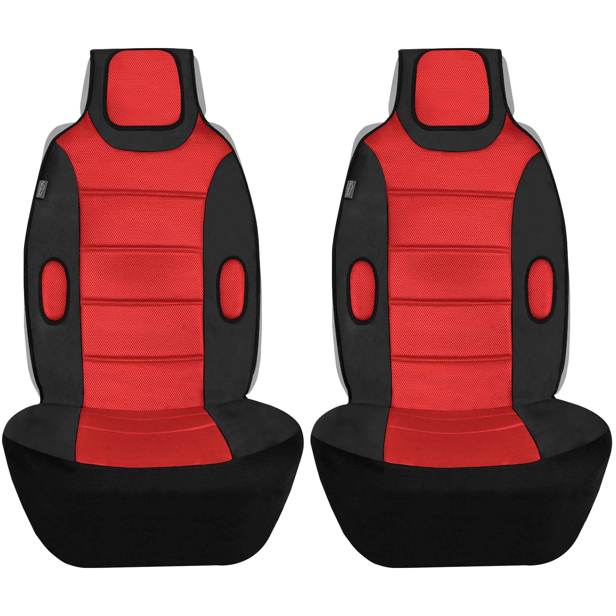 FH Group 2-Pack Faux Leather Car Seat Covers - Universal Fit Waterproof Seat Protectors for Cars, Trucks & SUVs | Premium Comfort & Style for Daily Commute, Road Trips & Family Travel (Red)