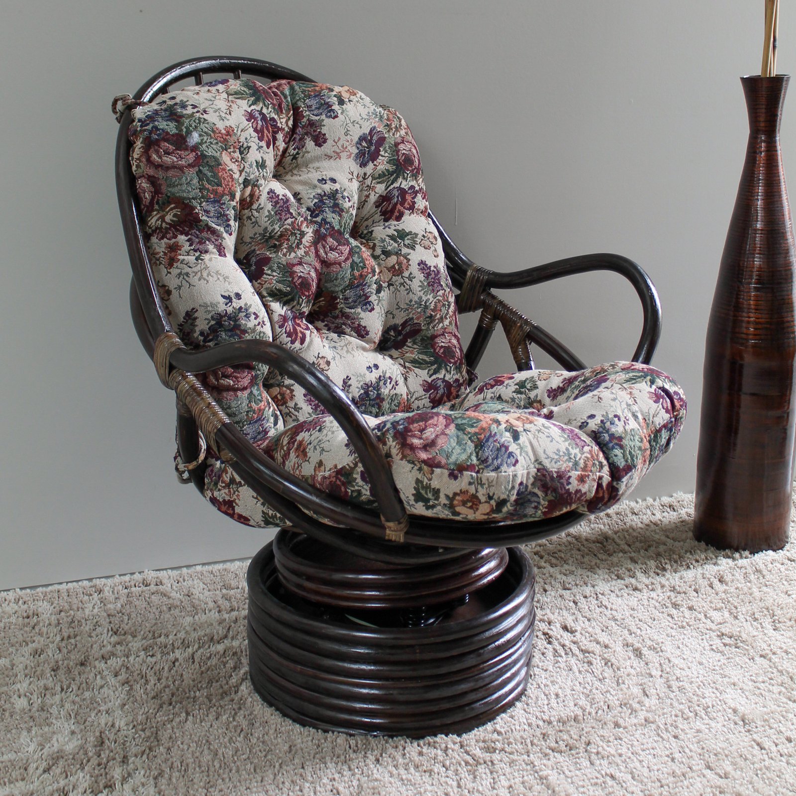 International Caravan Bohemian Tapestry Cushion Rocker Chair - Handwoven Cotton Upholstered Accent Chair for Living Room, Bedroom & Nursery Decor