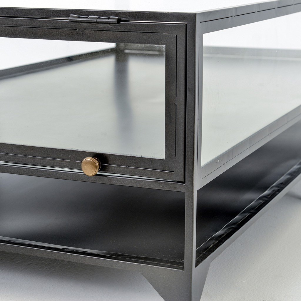 Modern Black Shadow Box Coffee Table with Storage - Stylish Living Room Centerpiece for Home Decor