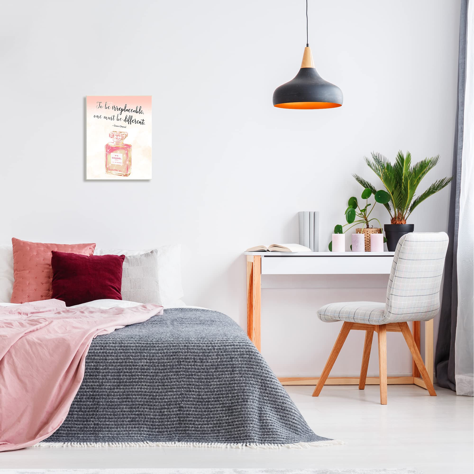 Stupell Industries Fashion Designer Quote Shimmer Pink Perfume - Unique & Inspirational Home Decor by Ziwei Li | Perfect for Bedroom, Living Room & Office Wall Art