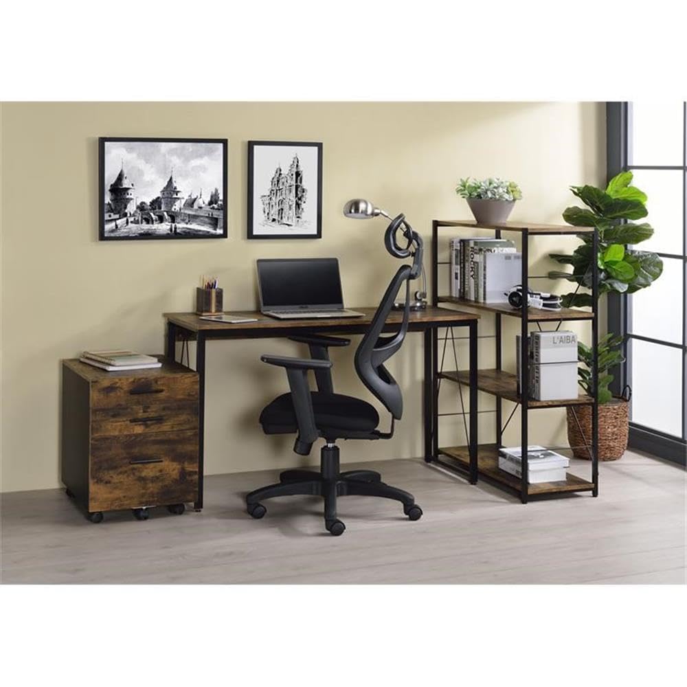 Acme Zaidin Wooden Rectangle Writing Desk - Weathered Oak & Black Finish, Home Office Desk for Study, Work, and Remote Learning