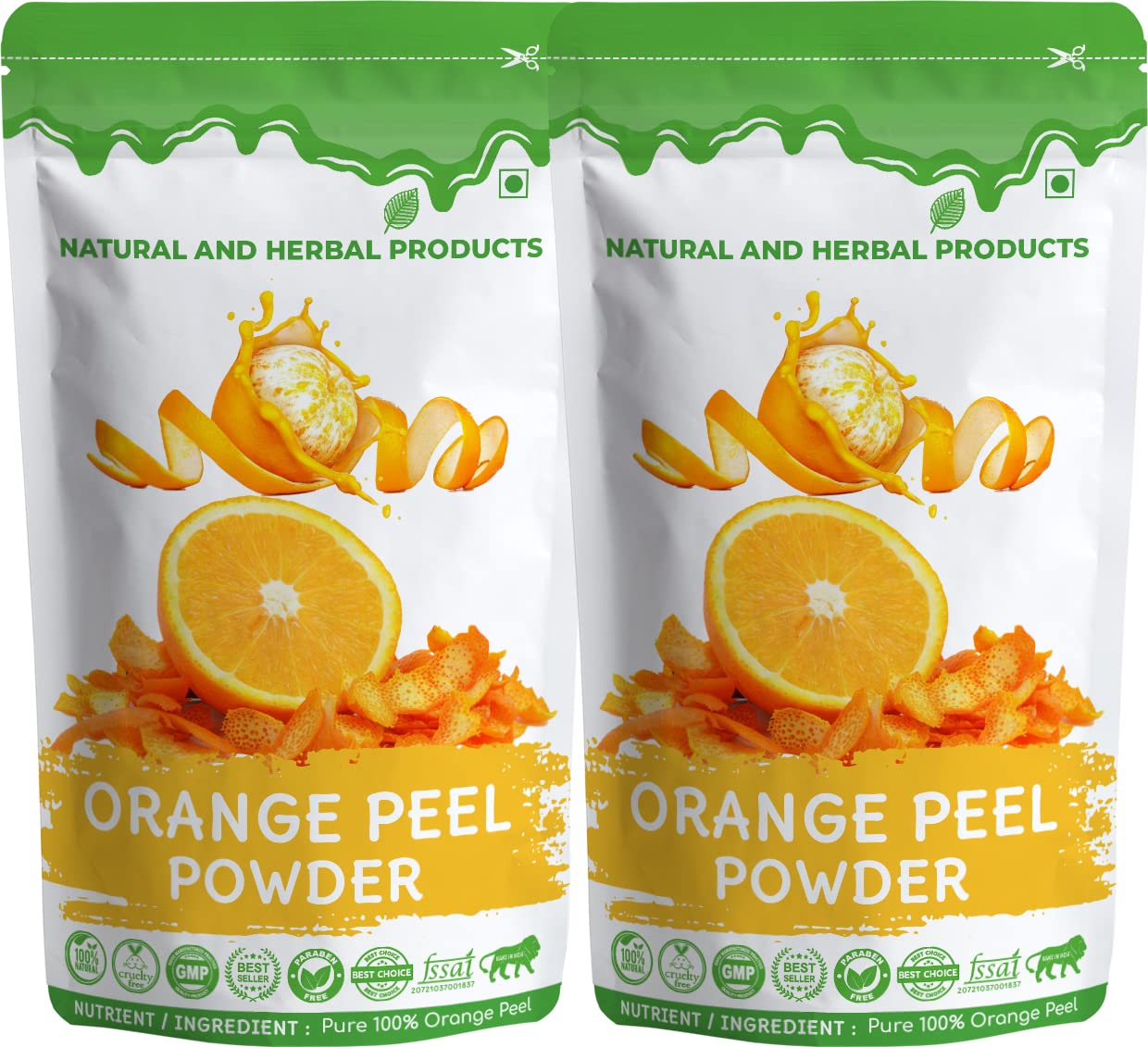 Organic Orange Peel Powder for Skin & Hair Care | 100% Pure Vitamin C Face Mask | Brightening & Whitening Treatment | Natural Exfoliant for Glowing Skin | Pack of 2 (100g Each) | Perfect for DIY Beauty Recipes & Spa Days