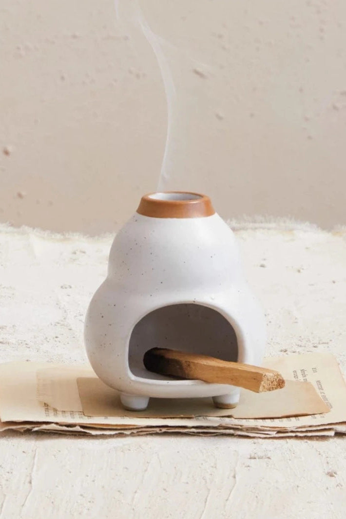 Handmade Ceramic Footed Incense Burner for Aromatherapy & Meditation - Perfect for Home, Yoga Studio and Spiritual Practices