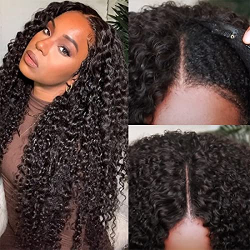 UNICE 26 Inch Curly V Part Human Hair Wig - 180% Density No Leave Out Glueless U Part Wig with Clips for Women | Beginner Friendly No Lace No Glue No Sew in | Perfect for Daily Wear, Parties & Special Occasions