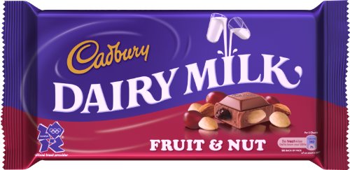 Cadbury Fruit & Nut Chocolate Bars 12-Pack 200g - Made in England for Gifts & Snacking