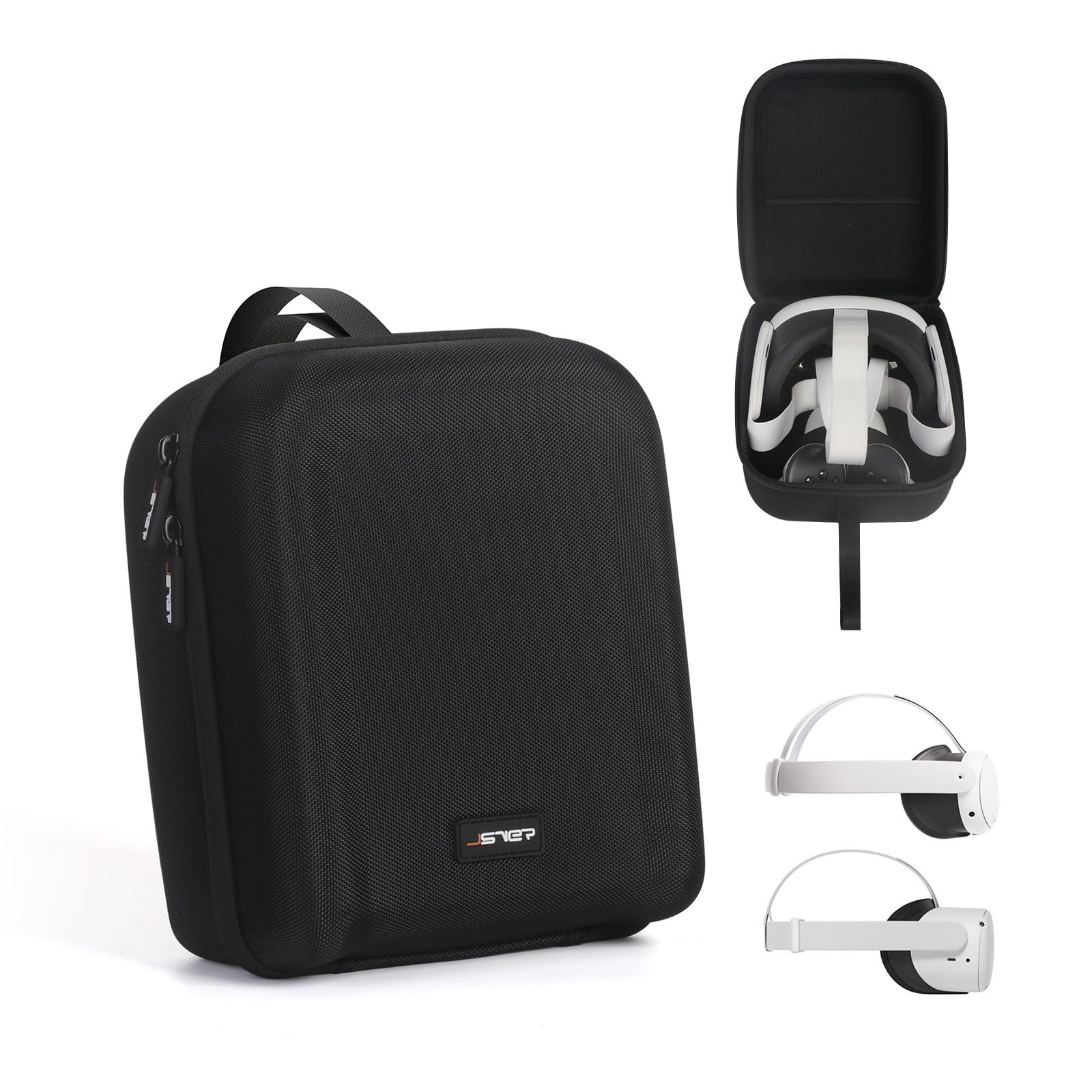 JSVER Travel Case for Meta Quest 3/3S & Oculus Quest 2 - Protective Storage Bag for VR Headset, Gamepad Controller & Accessories (Compatible with Standard Strap) - Black - Perfect for Travel, Gaming & Safe Storage