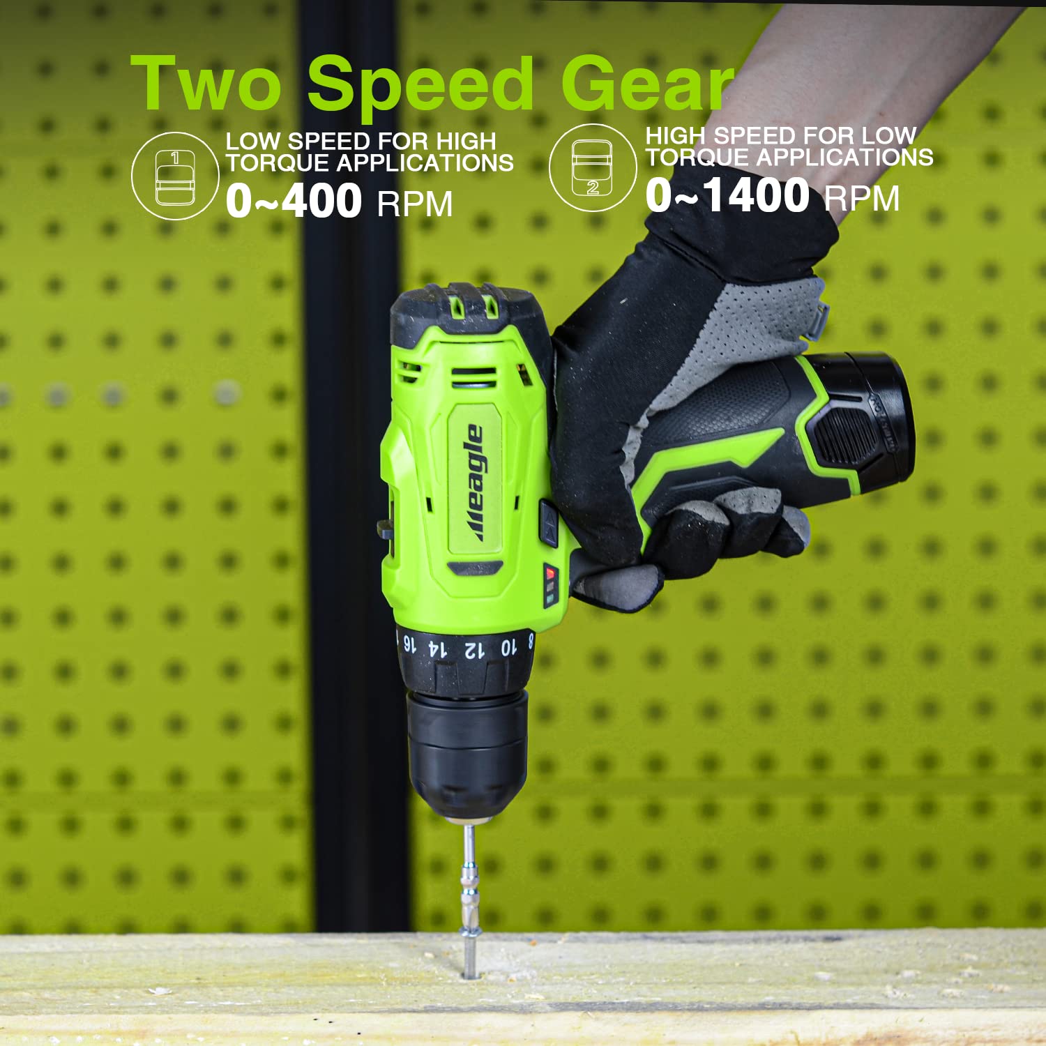 Meagle 12V Cordless Drill Set with Battery & Charger - 2-Speed Electric Drill, 18+1 Torque Settings, 3/8