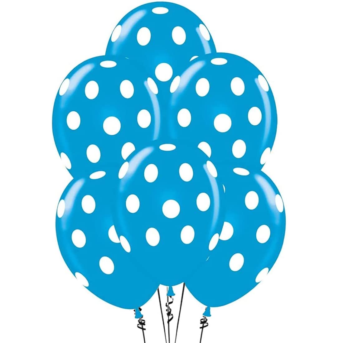 PMU Polka Dot Balloons 11 Inch - Premium Baby Blue with White Dots (Pack of 6) | Perfect for Birthday Parties, Baby Showers & Wedding Decorations