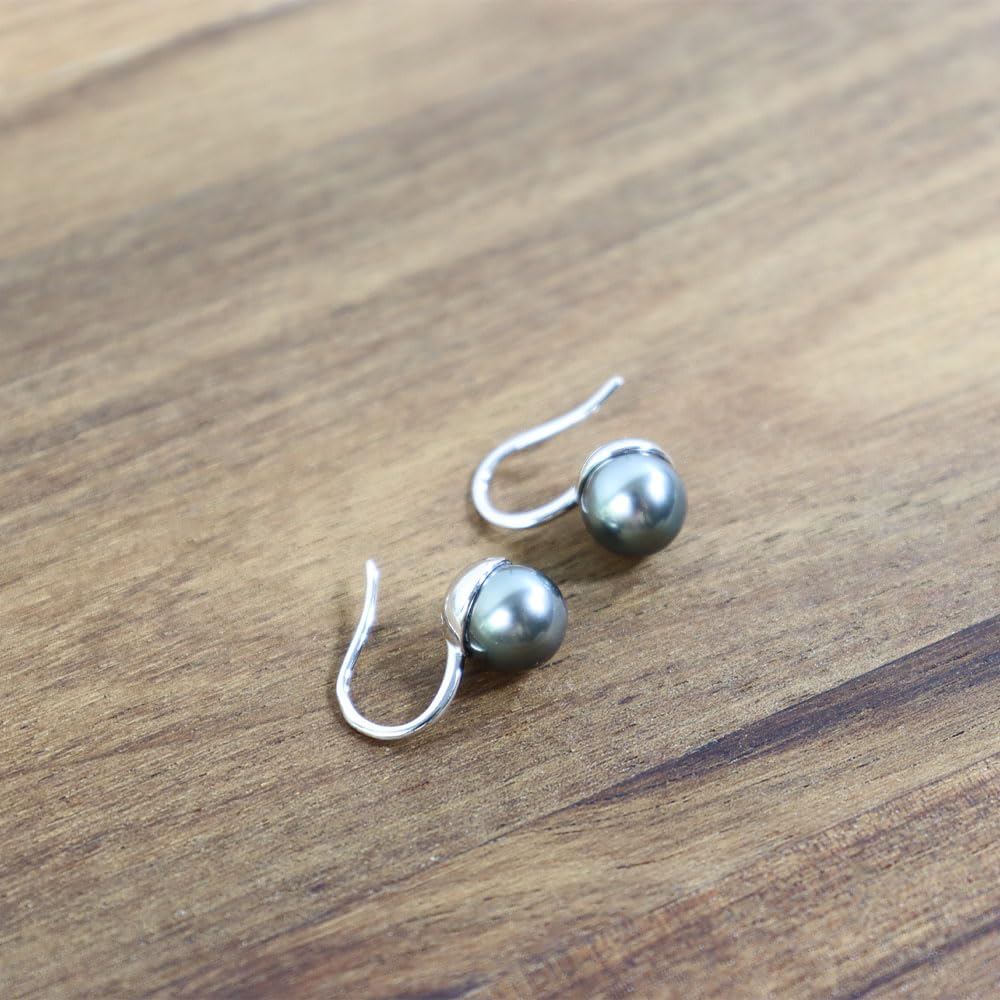 Tahitian Black & Freshwater Cultured Pearl Earrings for Women - 18K Gold Plated Sterling Silver Dangle Earrings - Perfect Gift for Wife, Mom, Her on Mother's Day, Valentine's Day, Christmas, Wedding, Birthday & Anniversary - Elegant Fine Jewelry for Special Occasions & Everyday Wear