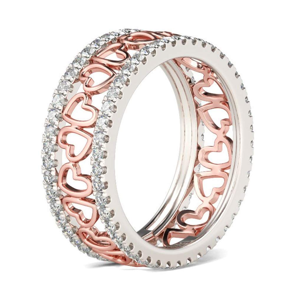 Jeulia Rose Gold & White Gold Two Tone Engagement Ring Set for Women - Round Cut Diamond Bridal Wedding Band Stackable Rings - Anniversary Promise Rings with Jewelry Gift Box - Perfect for Proposals, Weddings & Romantic Gifts