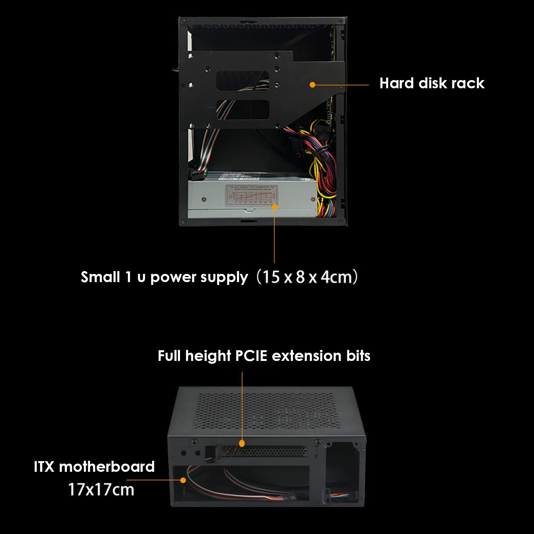 Piarktoy A09 Mini ITX PC Case - Compact Gaming Computer Chassis with USB 2.0, Black | Perfect for Home Office & Gaming Setup