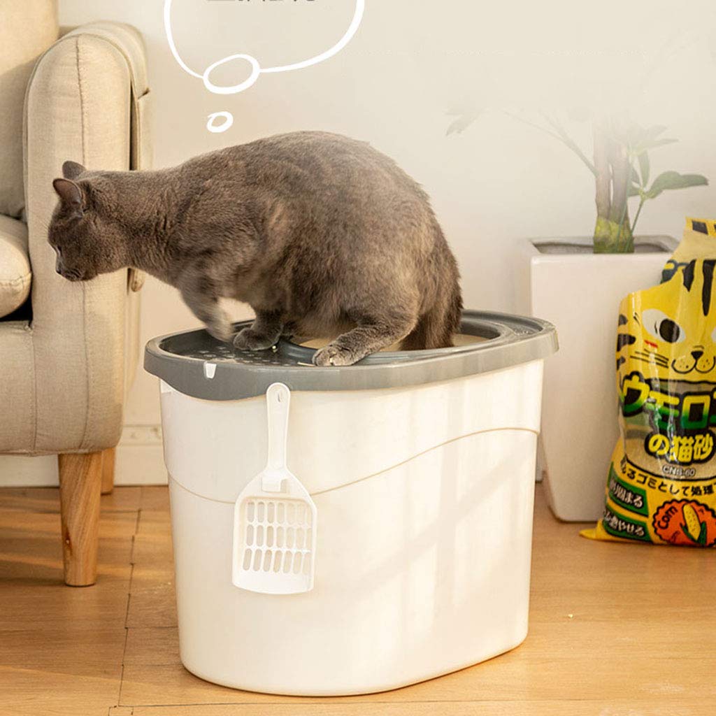 Large Cat Litter Box with Low Entry & Lid - Modern Hidden Litter Box for Big Cats - Includes Cat Litter Scoop - Perfect for Home, Apartment & Multi-Cat Households
