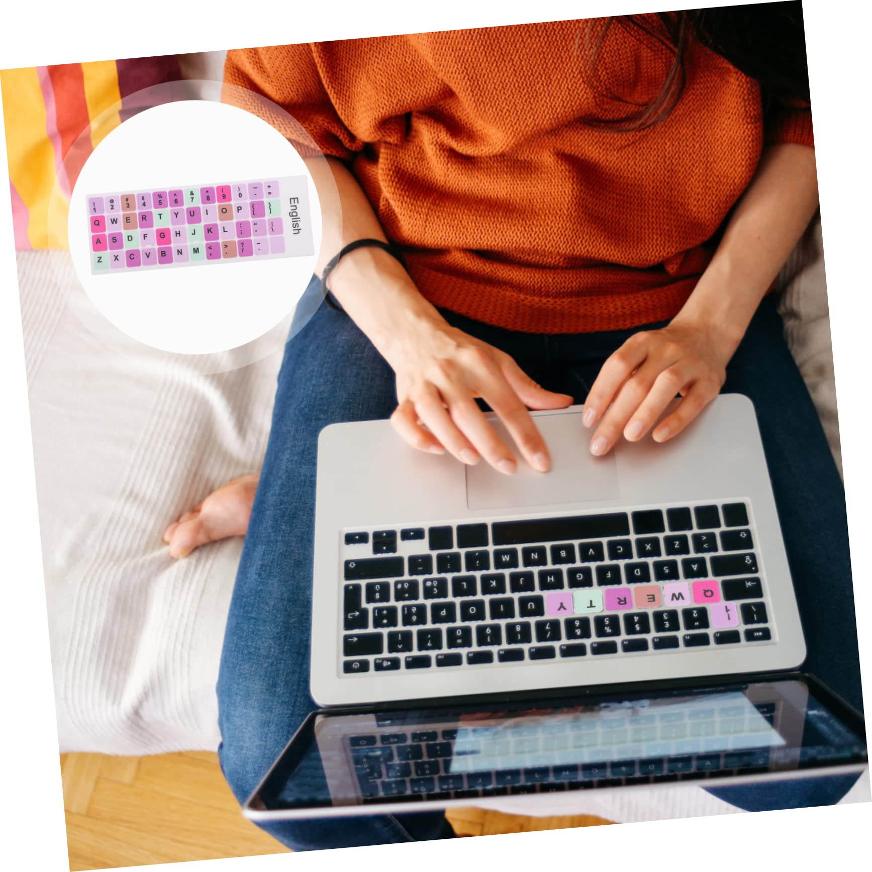 Lurrose 2-Pack Laptop Keyboard Protector Film - Waterproof, Anti-Scratch Keyboard Cover Stickers with English Letters for MacBook, Dell, HP (Perfect for Office, Travel & Coffee Shop Use)
