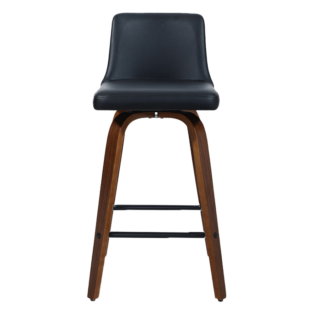 2 Pack Swivel Bar Stools with Leather Padded Seat and Wooden Base - Perfect for Kitchen Island, Home Bar, and Dining Room Decor