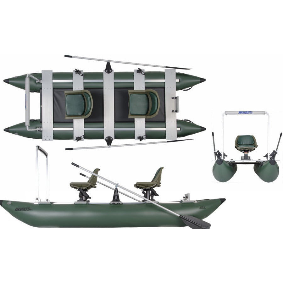 Sea Eagle 375FC FoldCat Inflatable Pontoon Fishing Boat - Lightweight Portable 2-Person Boat for Lakes & Rivers - Perfect for Fishing, Camping & Outdoor Adventures