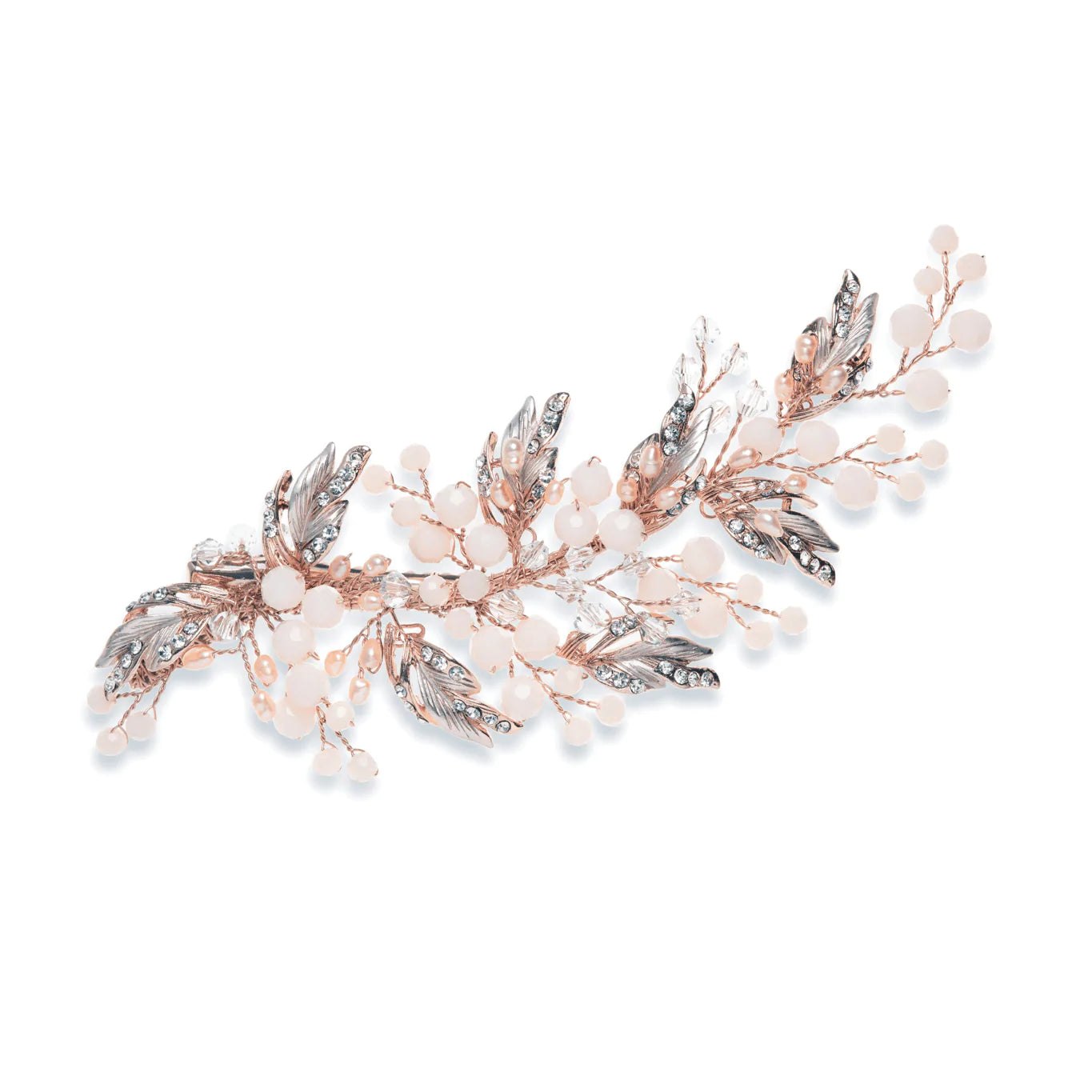 Elegant Rose Gold Bridal Hair Comb with Swarovski Crystals & Blush Pearls - Perfect for Weddings, Prom, and Special Occasions