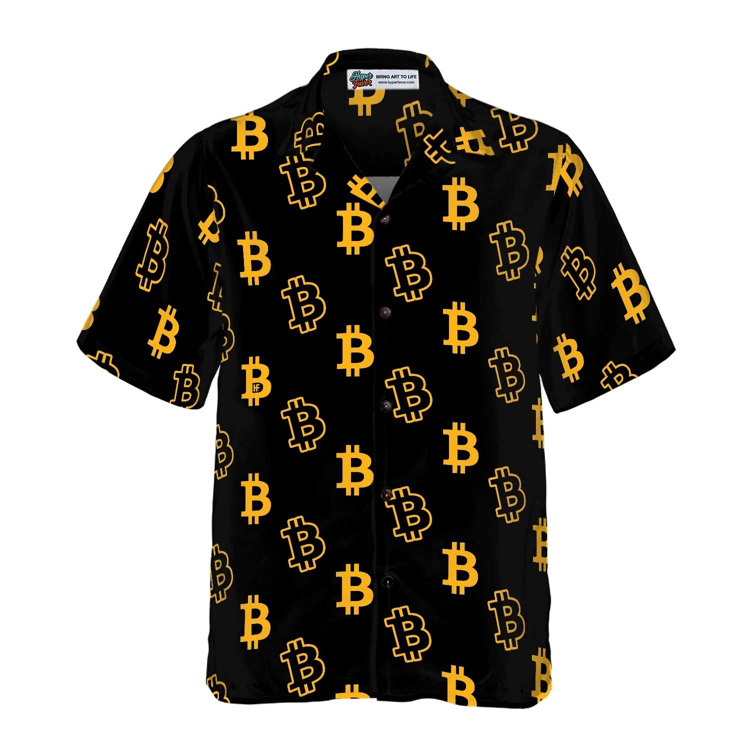 HYPERFAVOR Bitcoin T-Shirts for Men - Casual Short-Sleeve Crypto Graphic Tee - Bitcoin Hawaiian Shirt Gift Set for Bitcoin Lovers - Perfect for Crypto Conferences, Beach Parties & Casual Wear