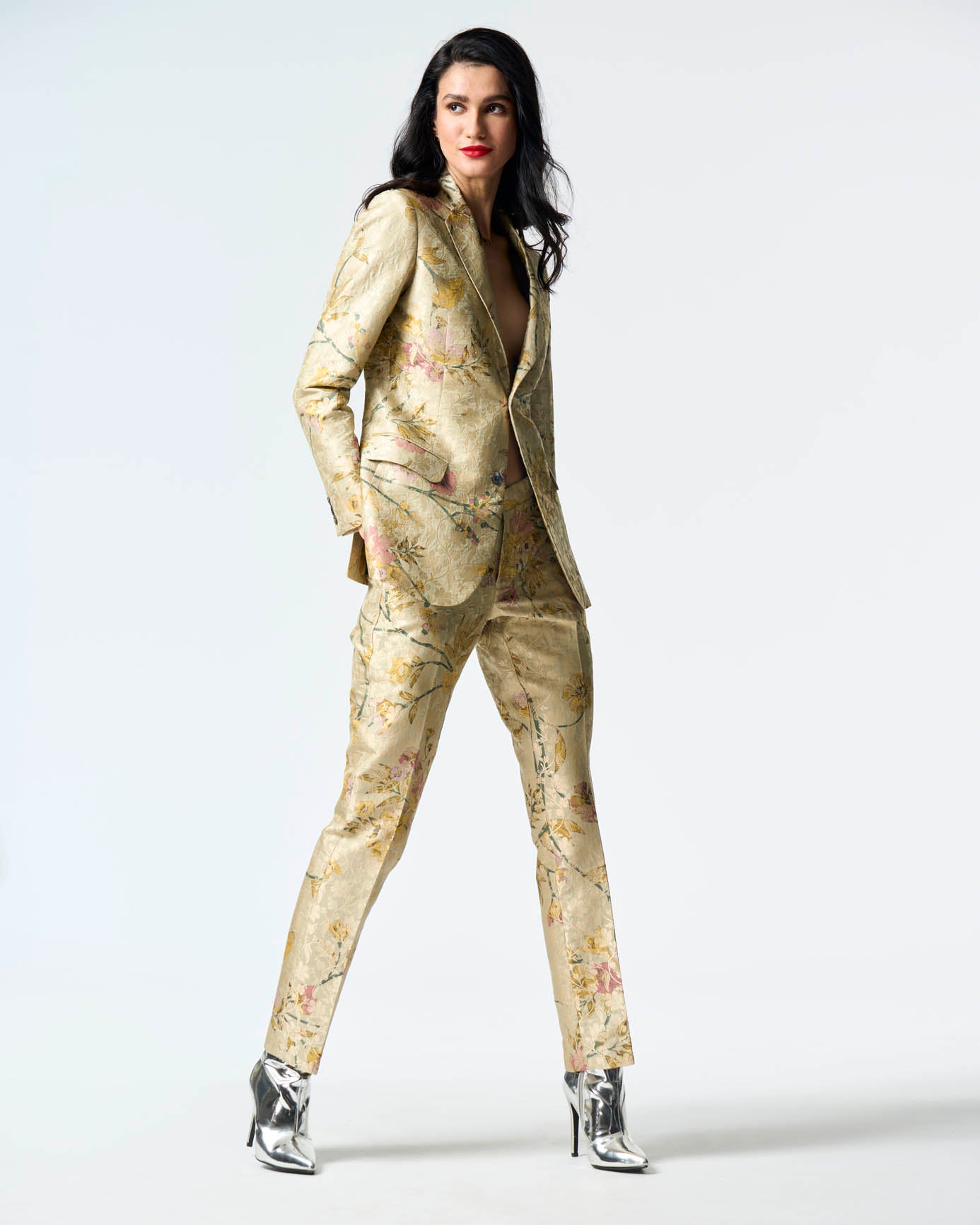 Elegant Rana Blazer in Silk Brocade Mint Green - Perfect for Office Wear, Business Meetings & Formal Events
