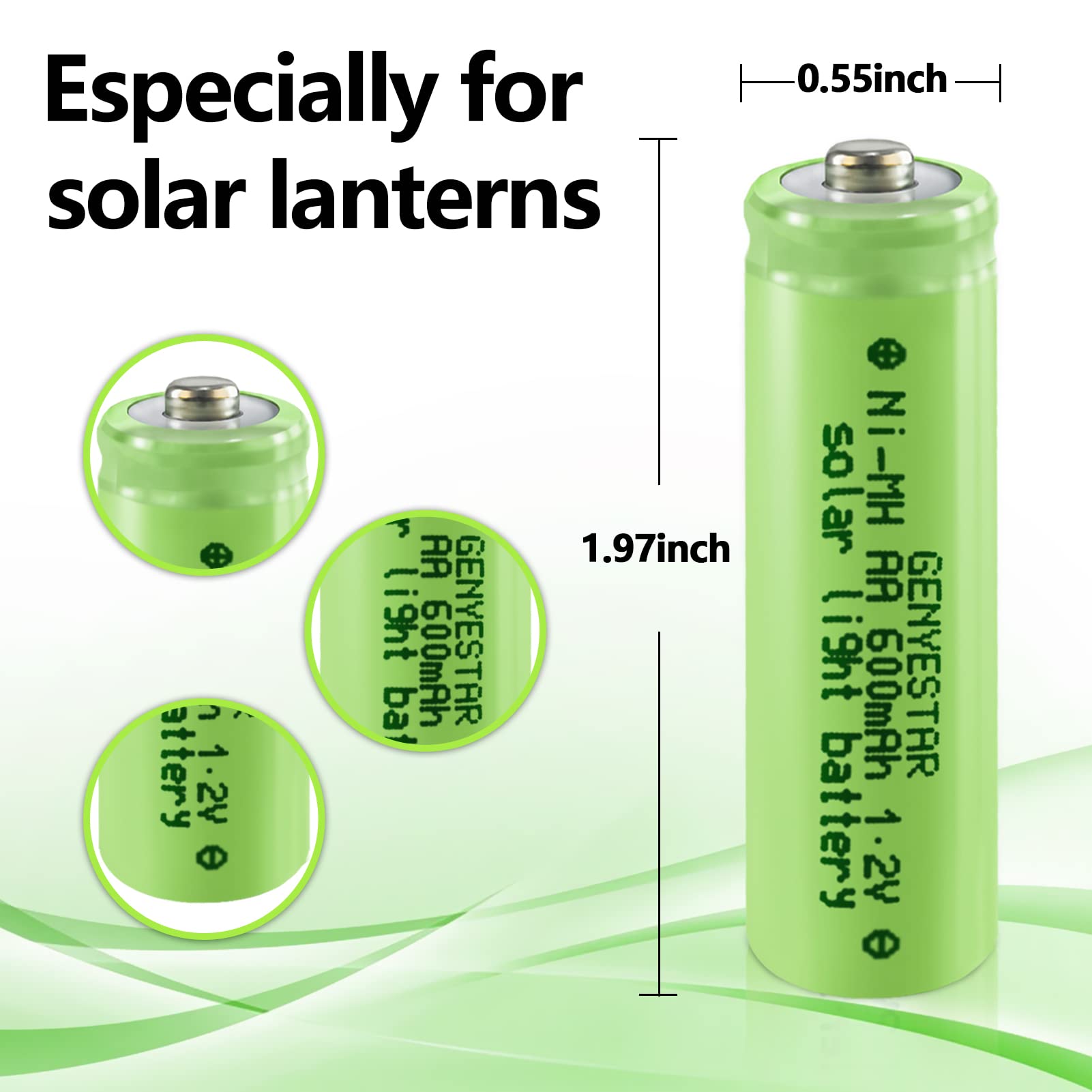 Rechargeable AA Batteries NiMH 1.2V 600mAh - 12 Pack Pre-Charged Double A Batteries for Solar Lights, Garden Lanterns, Toys, Remote Controls & Home Devices - Perfect for Outdoor Landscaping & Indoor Electronics