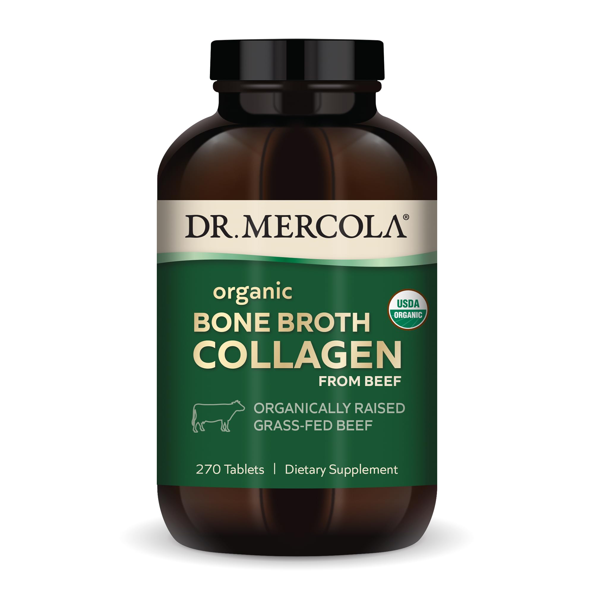 Organic Grass-Fed Beef Bone Broth Collagen Supplement - 270 Tablets (90 Servings) - USDA Certified, Non-GMO - Supports Joint & Bone Health - Perfect for Keto Diet, Post-Workout Recovery & Immune Support