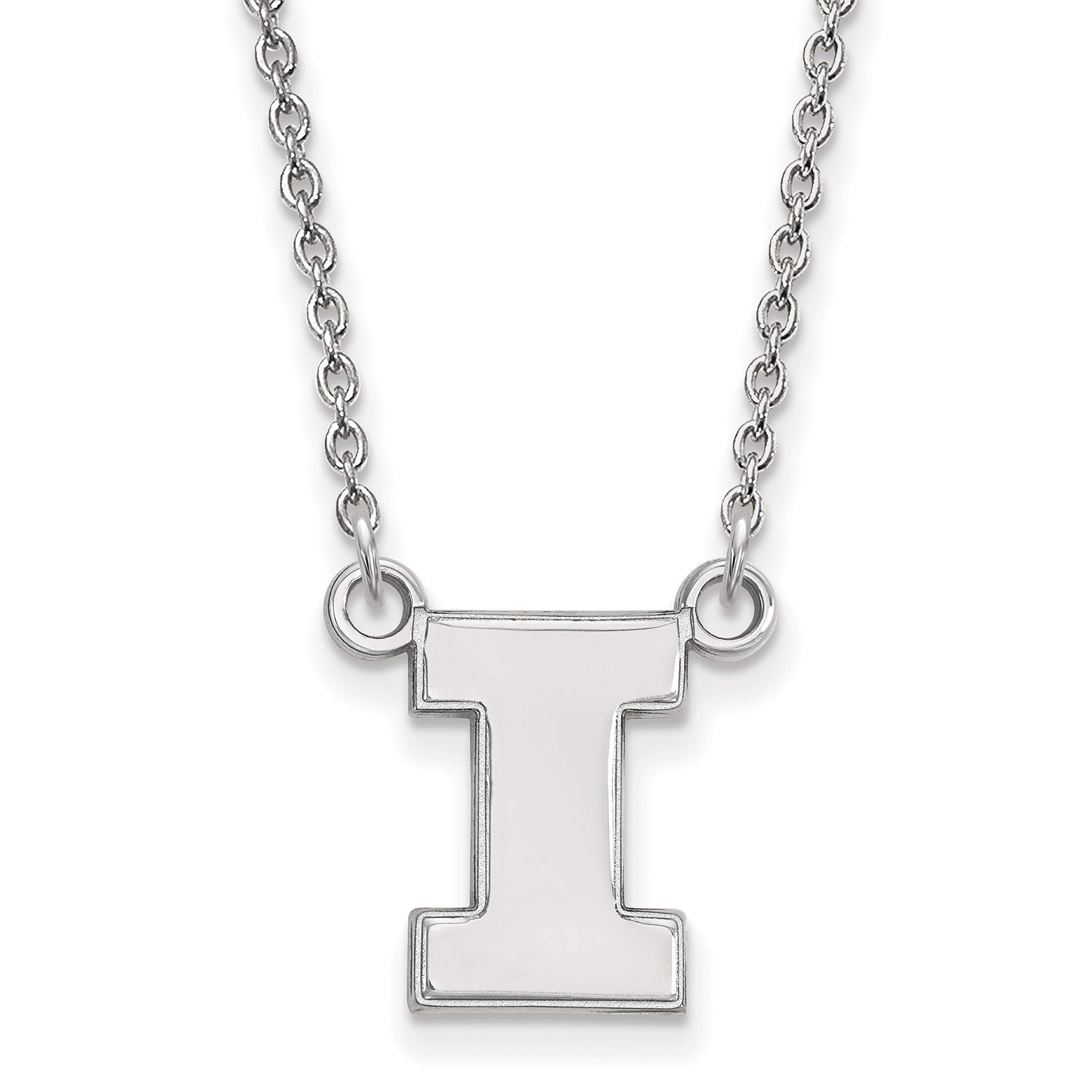 Illinois Fighting Illini Sterling Silver Letter Logo Pendant Necklace - Perfect for Game Day, Graduation Gifts & School Spirit Jewelry