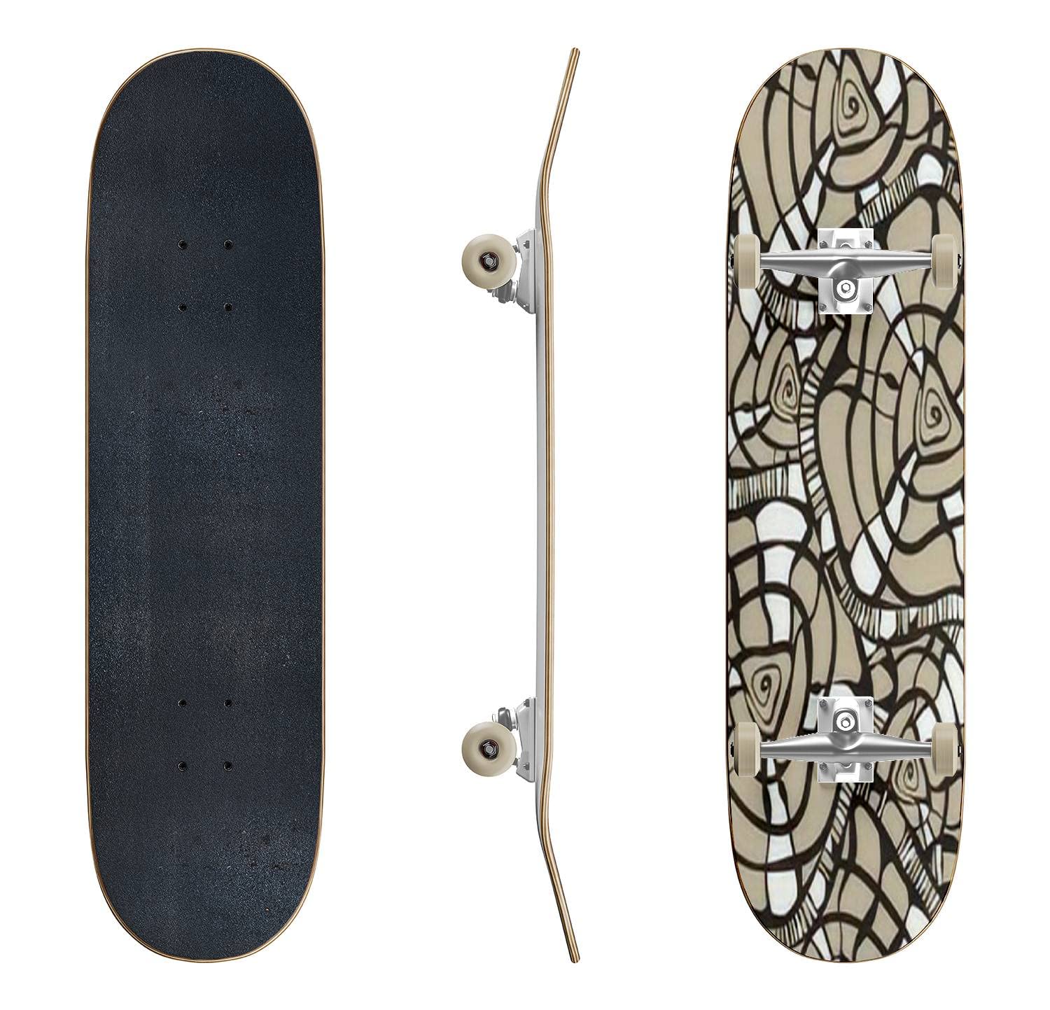 Ethnic Style Geometric Print Skateboard - Handmade Classic Concave Longboard for Beginners & Pros | Perfect for Extreme Sports, Teen Gifts & Urban Commuting
