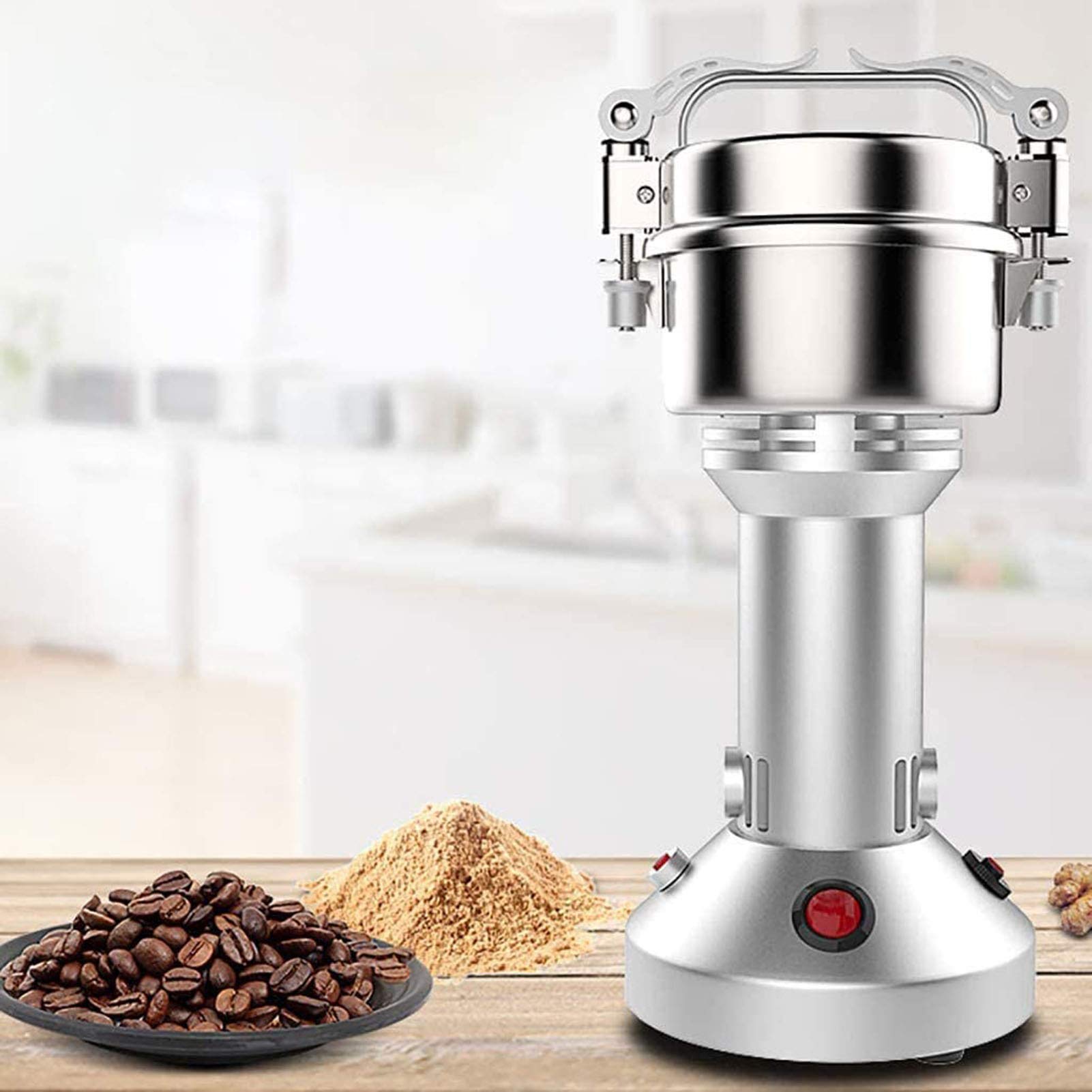 ZQTHL 200G Electric Grain Grinder Mill - Stainless Steel Superfine Powder Machine for Cereal, Spice & Herb - Perfect for Home Kitchen, Baking & Coffee Brewing