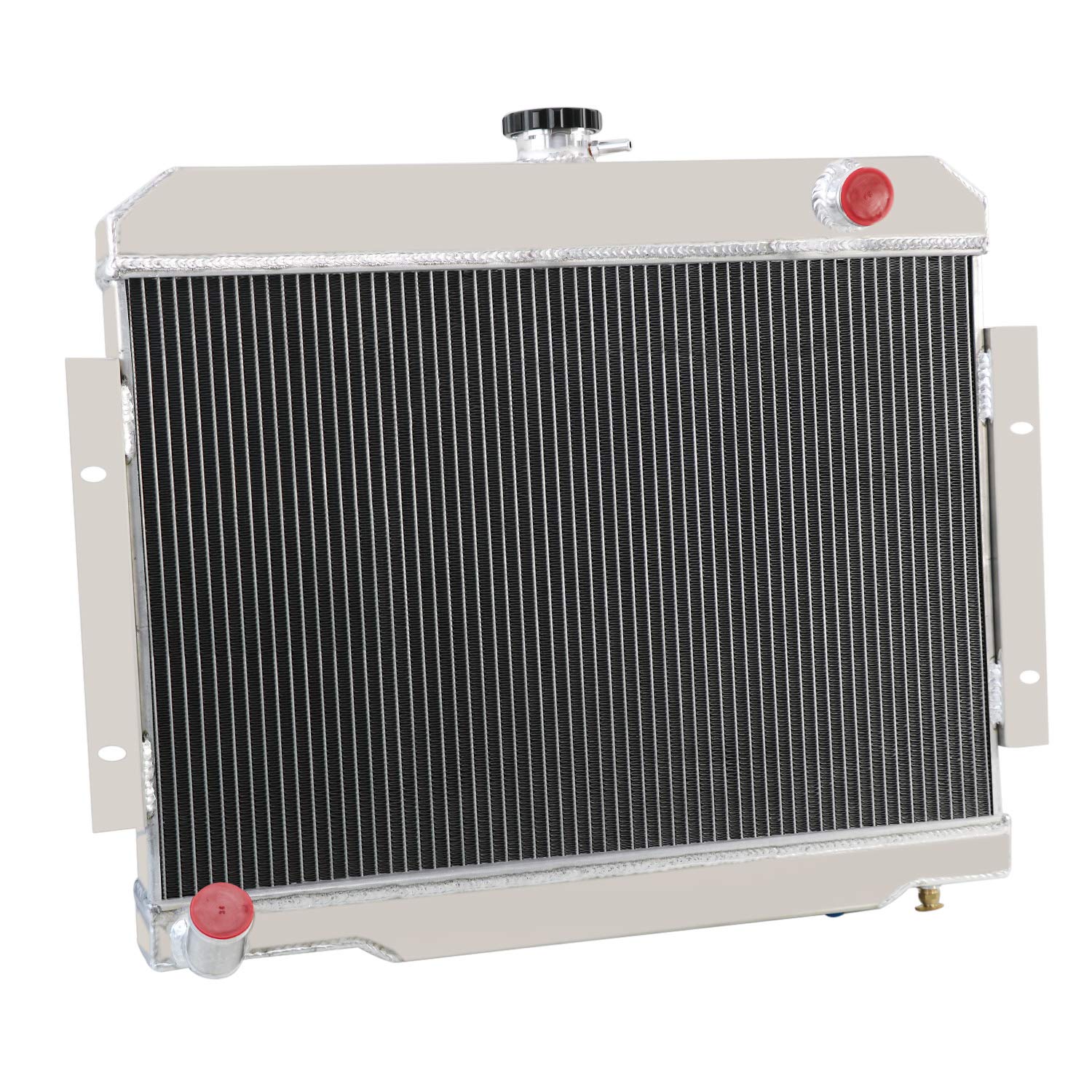 4 Row Aluminum Radiator Shroud with Fan Relay Kit for 1976-1986 Jeep CJ5 CJ6 CJ7 Scrambler 3.8L 4.2L 5.0L AT/MT - Perfect for Off-Roading, Overheating Prevention & Engine Cooling Upgrade
