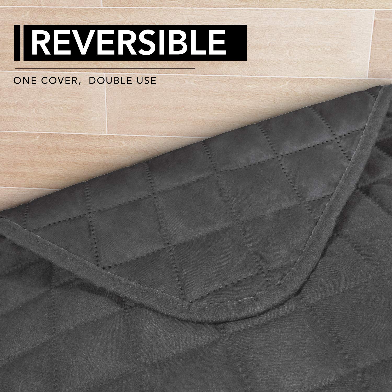 Reversible L-Shaped Sectional Sofa Slipcover 42x68 Inches - Chaise Lounge Cover, Furniture Protector for Pets & Kids (Dark Gray) - Perfect for Living Room, Family Room & Pet-Friendly Homes
