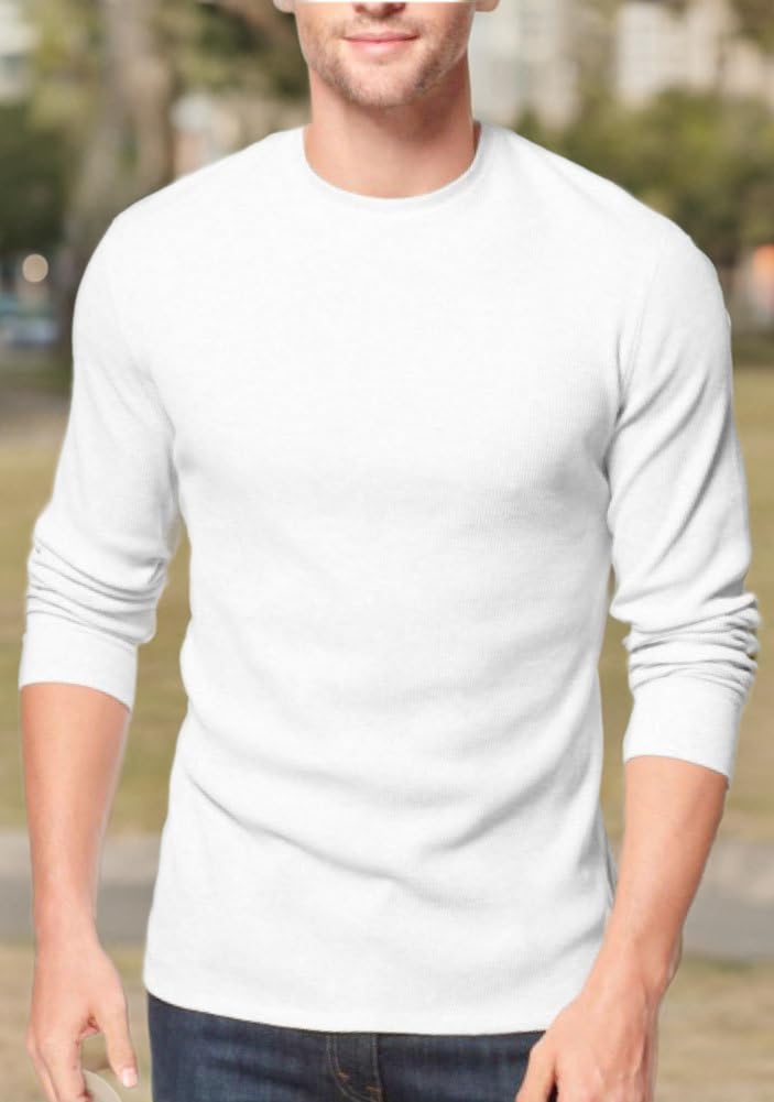 Premium Men's Waffle Thermal Long Sleeve Crewneck Shirt - Heavy & Medium Weight Winter Base Layer for Outdoor Activities, Hiking & Cold Weather
