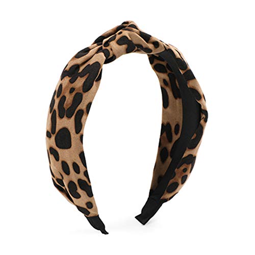 ShiQiao Leopard Print Headband for Women & Girls - Wide Knotted Bow Hair Accessory, Cheetah Print Hairband & Head Wrap - Perfect for Workouts, Parties & Everyday Style