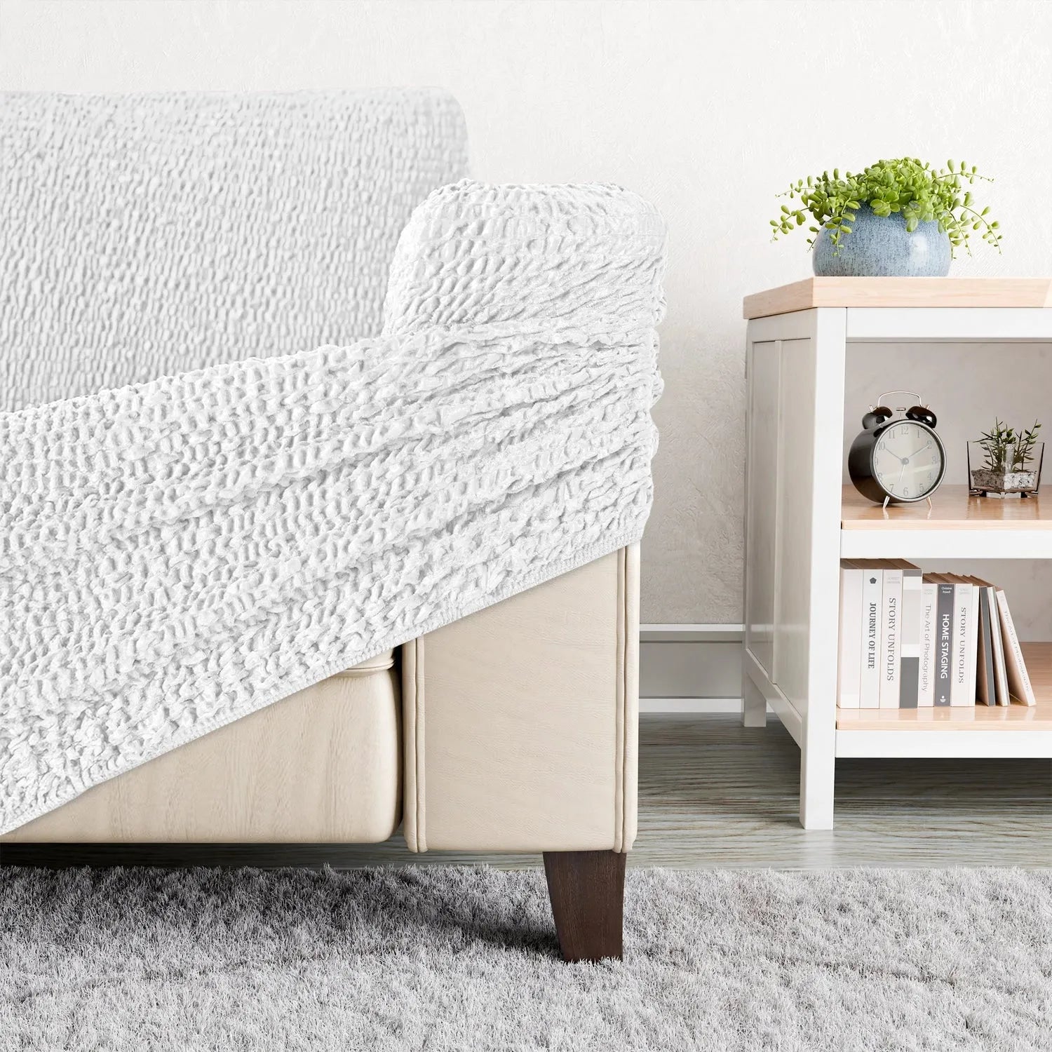 2 Seater Recliner Slipcover - Soft Velvet Stretch Sofa Cover with Elastic Hem, Perfect for Living Room Furniture Protection and Style Upgrade