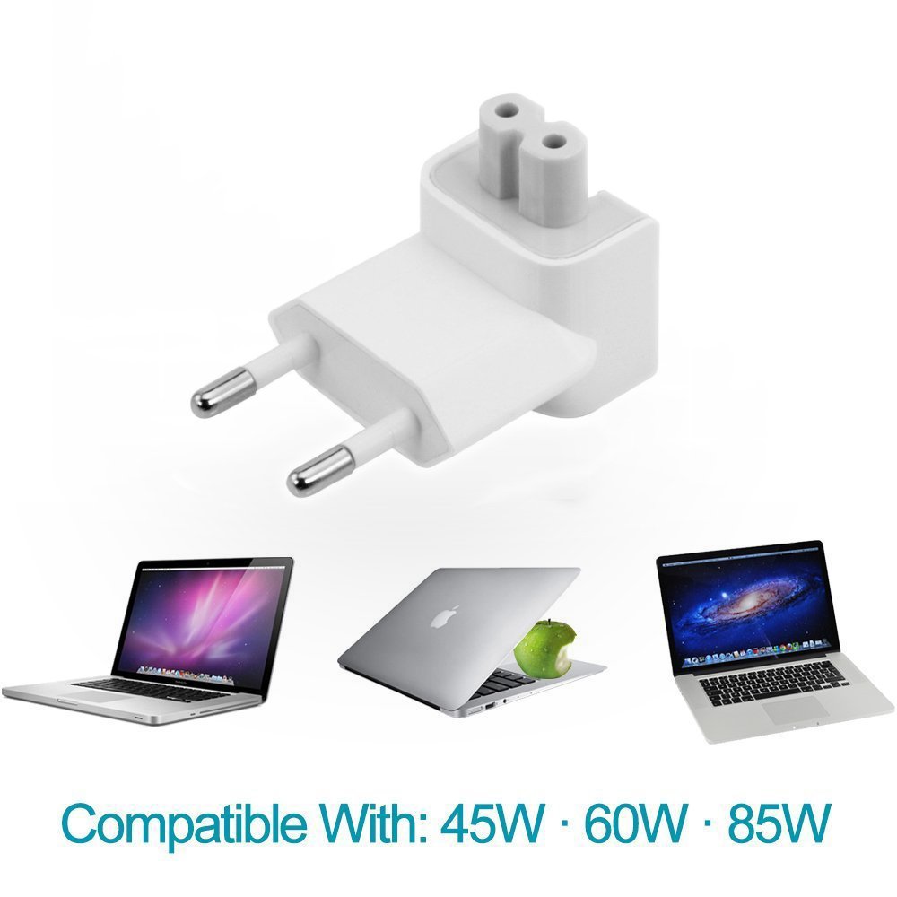 Universal US to Europe Plug Adapter - Travel Charger Converter for Apple MacBook & iBook (White) | Perfect for Business Trips & Study Abroad in EU Countries