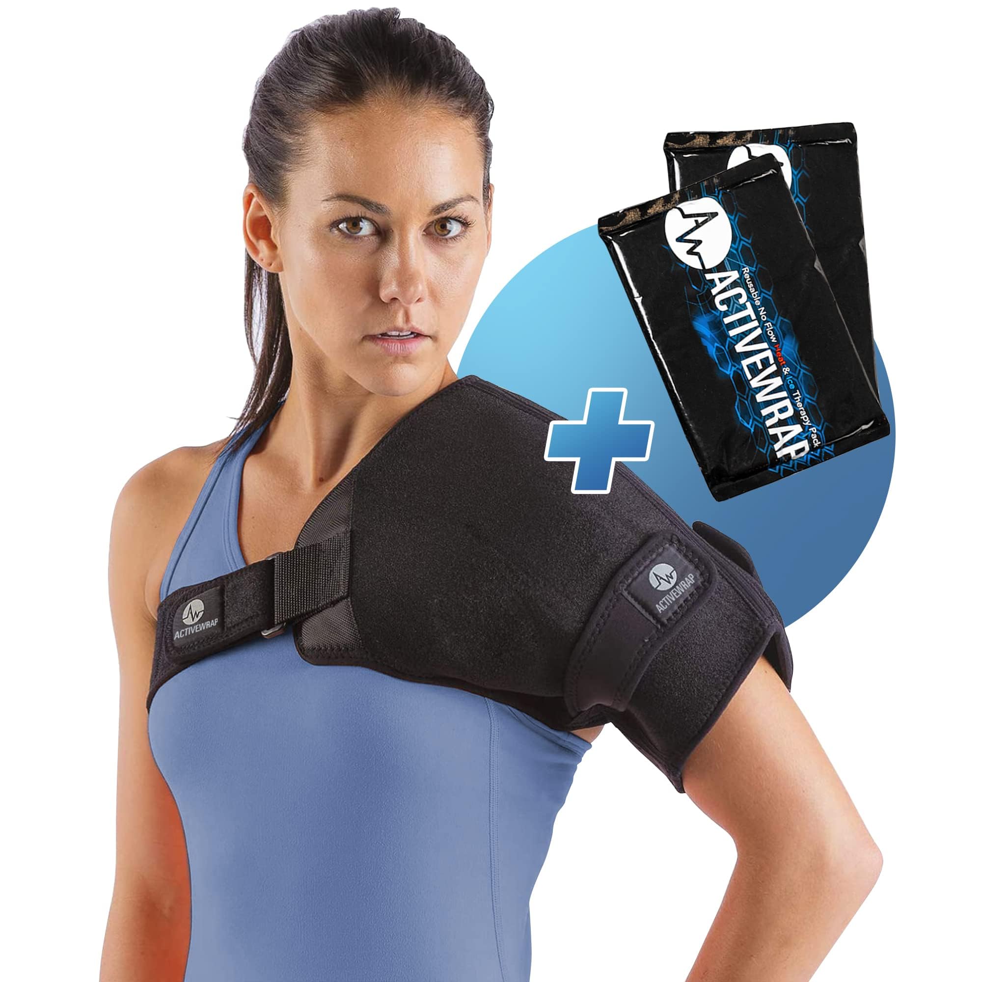 ActiveWrap Shoulder Ice Pack Wrap Set with 4 Reusable Gel Ice Packs - Pain Relief for Rotator Cuff, Arthritis & Sports Injuries - Perfect for Post-Workout Recovery, Physical Therapy & Injury Rehabilitation
