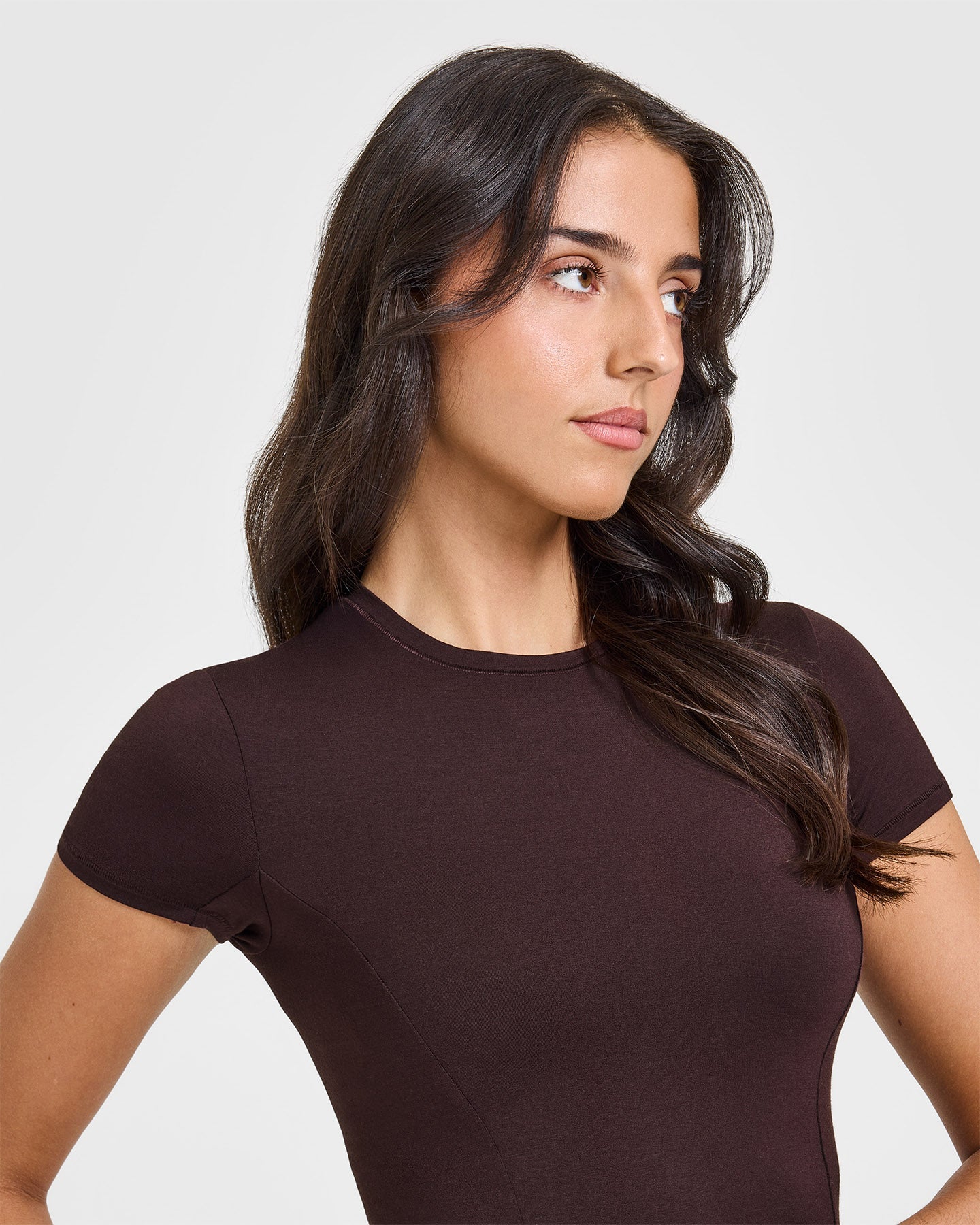 Mellow™ Soft Mid Short Sleeve T-Shirt for Women | Comfortable Casual Plum Brown Top | Perfect for Everyday Wear, Outings & Relaxing