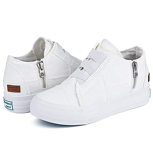 JENN ARDOR Women's Wedge Sneakers - Hidden Platform Slip-On Booties with Closed Toe | Comfortable Casual Shoes for Walking, Work & Everyday Wear