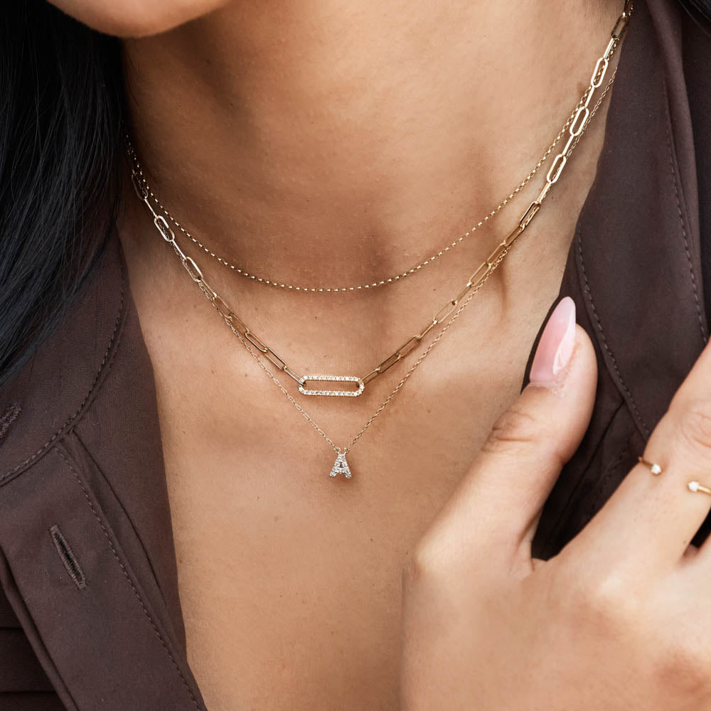 10k Gold Diamond Paperclip Chain Necklace for Women - Elegant Layering Piece for Everyday Wear & Special Occasions