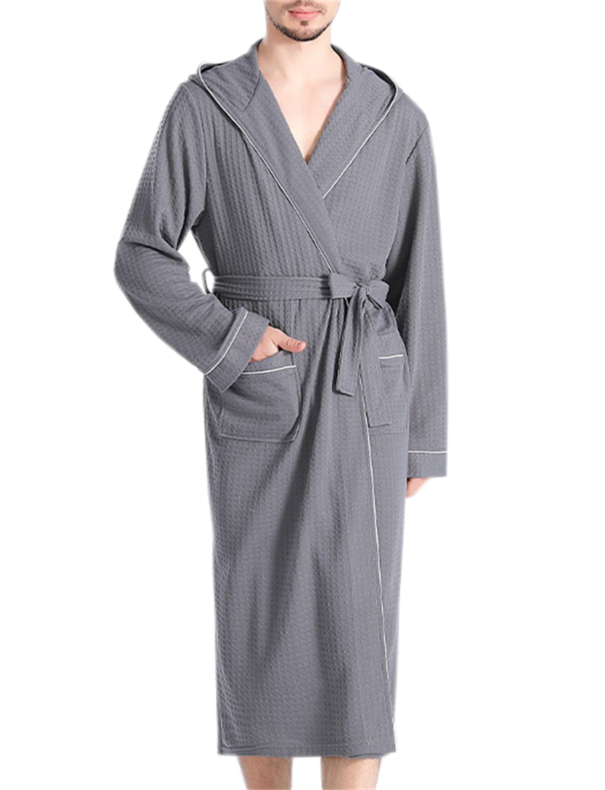 POSSIDEA Men's & Women's Hooded Waffle Bathrobe - Soft & Cozy Terry Cloth Robe for Spa, Lounge & Home Relaxation