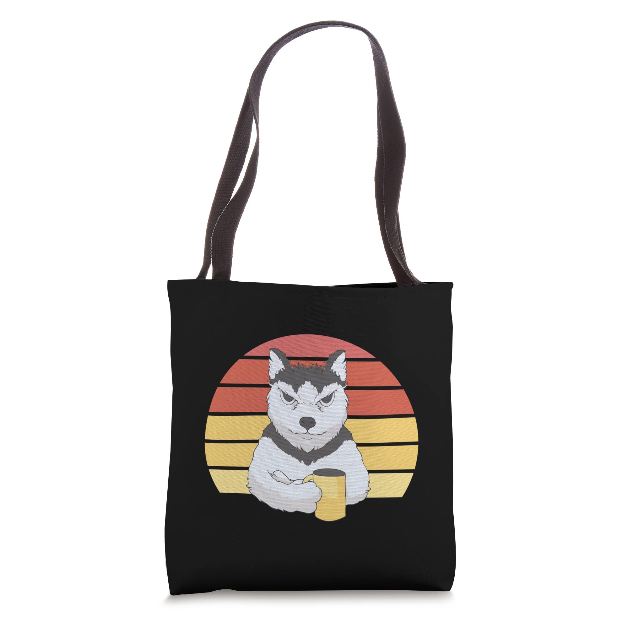 Coffee Dog Tote Bag - Cute Coffee Lovers Canvas Shopping Bag for Women, Reusable Grocery Bag with Pockets - Perfect for Shopping, Beach, Work & Travel