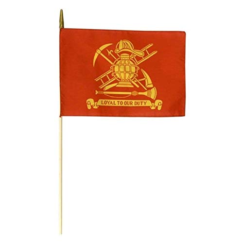 Fireman Stick Flag - 12x18 Inch Polyester American Flags on Wooden Staff - Pack of 24 - USA Made - Perfect for Parades, Firefighter Events & Patriotic Decorations