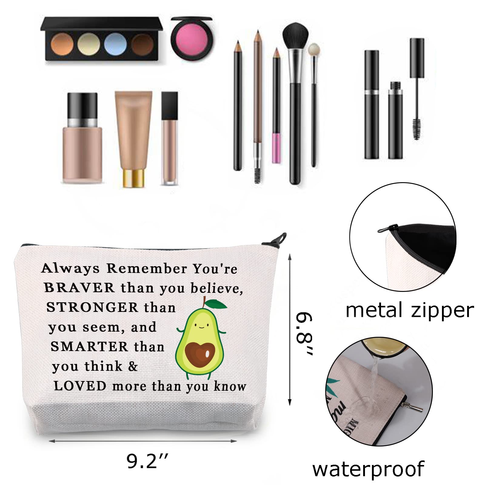JNIAP Avocado Themed Cosmetic Bag for Women - Cute Makeup Travel Pouch with Zipper - Perfect Birthday Gift for Avocado Lovers - Great for Travel, Gym & Daily Use