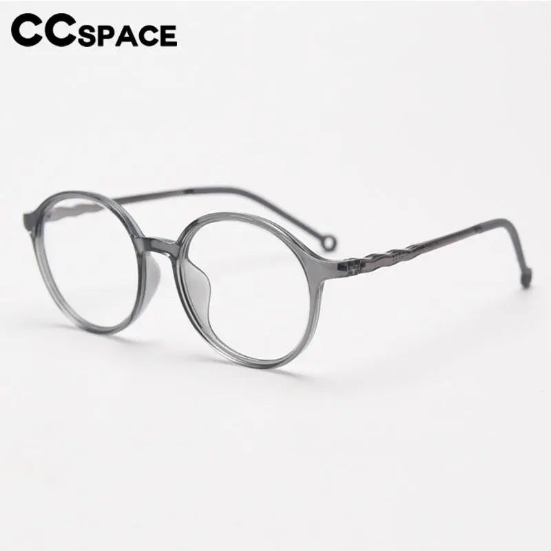 CCspace Unisex Full Rim Round TR90 Titanium Eyeglasses Frame 56834 - Lightweight & Durable for Work, Reading & Fashion