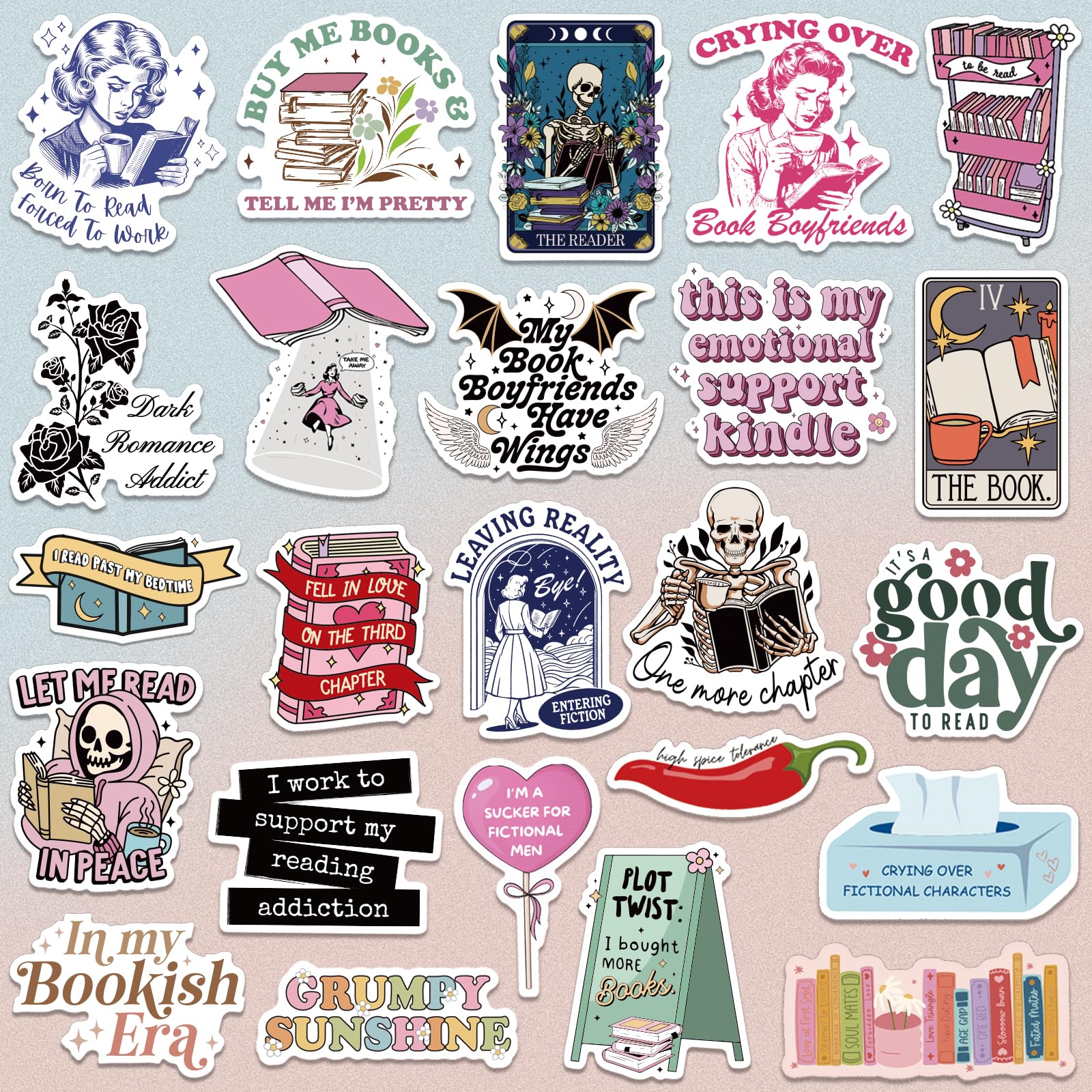 150 PCS Holographic Book Stickers for Kindle & Laptops - Waterproof Vinyl Decals for Ebook Readers, Water Bottles, Journals & Scrapbooks - Perfect for Book Lovers, Reading Enthusiasts & Booktok Fans