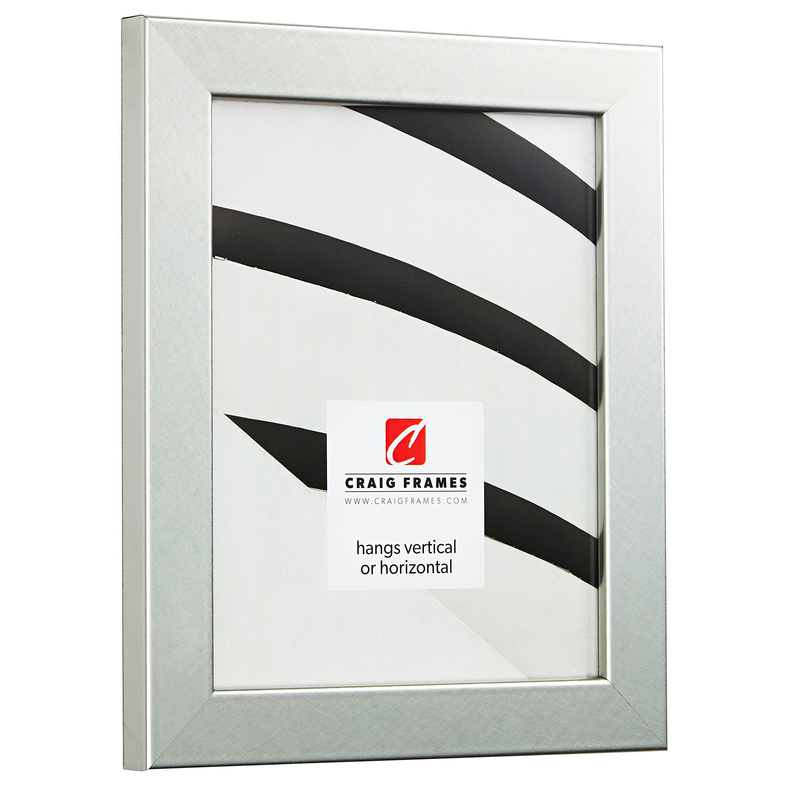 Craig Frames Bauhaus 11x17 Picture Frame - Brushed Silver for Wall Art & Photos