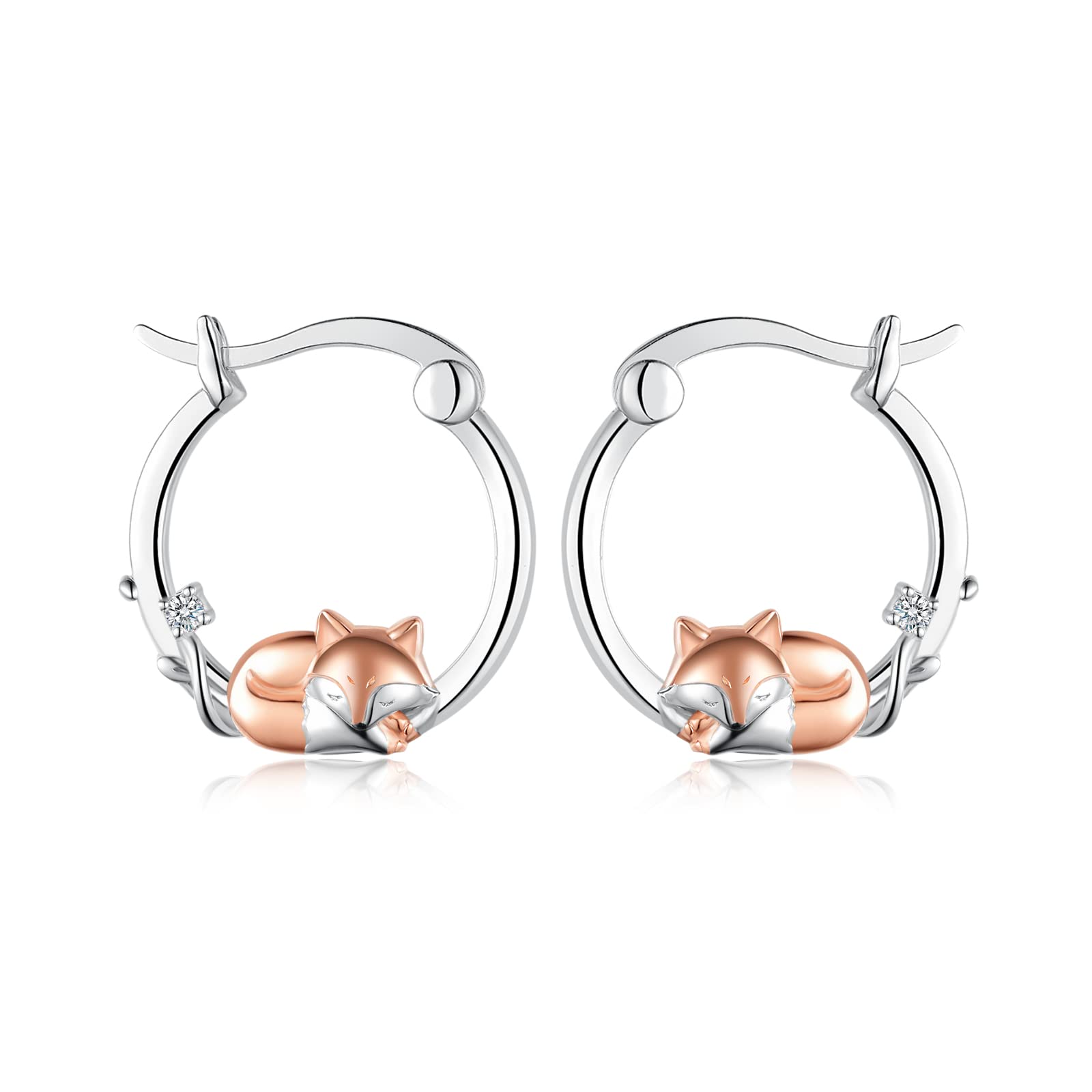 925 Sterling Silver Cute Animal Hoop Earrings for Women - Cow, Fox, Koala & Giraffe Huggie Ear Jewelry | Perfect Gift for Animal Lovers | Everyday Wear, Office & Party Accessories